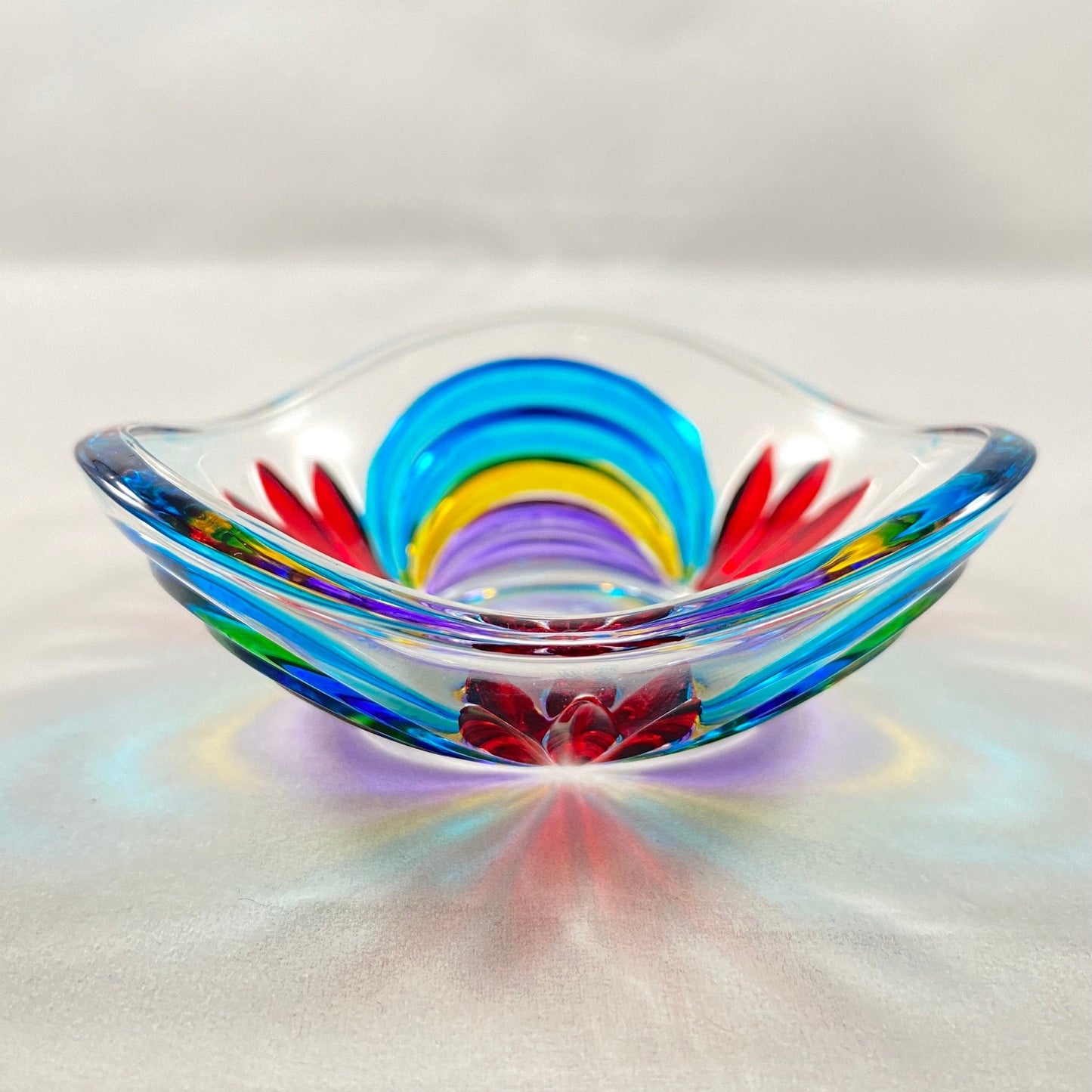 Venetian Glass Votive Holder/Dish - Handmade in Italy, Colorful Murano Glass