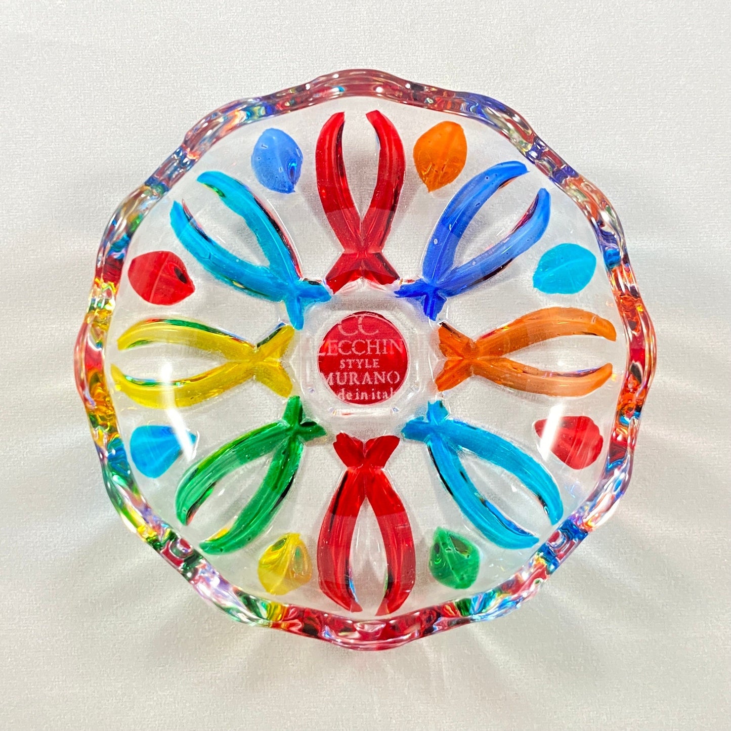 Venetian Glass Votive Holder/Dish - Handmade in Italy, Colorful Murano Glass