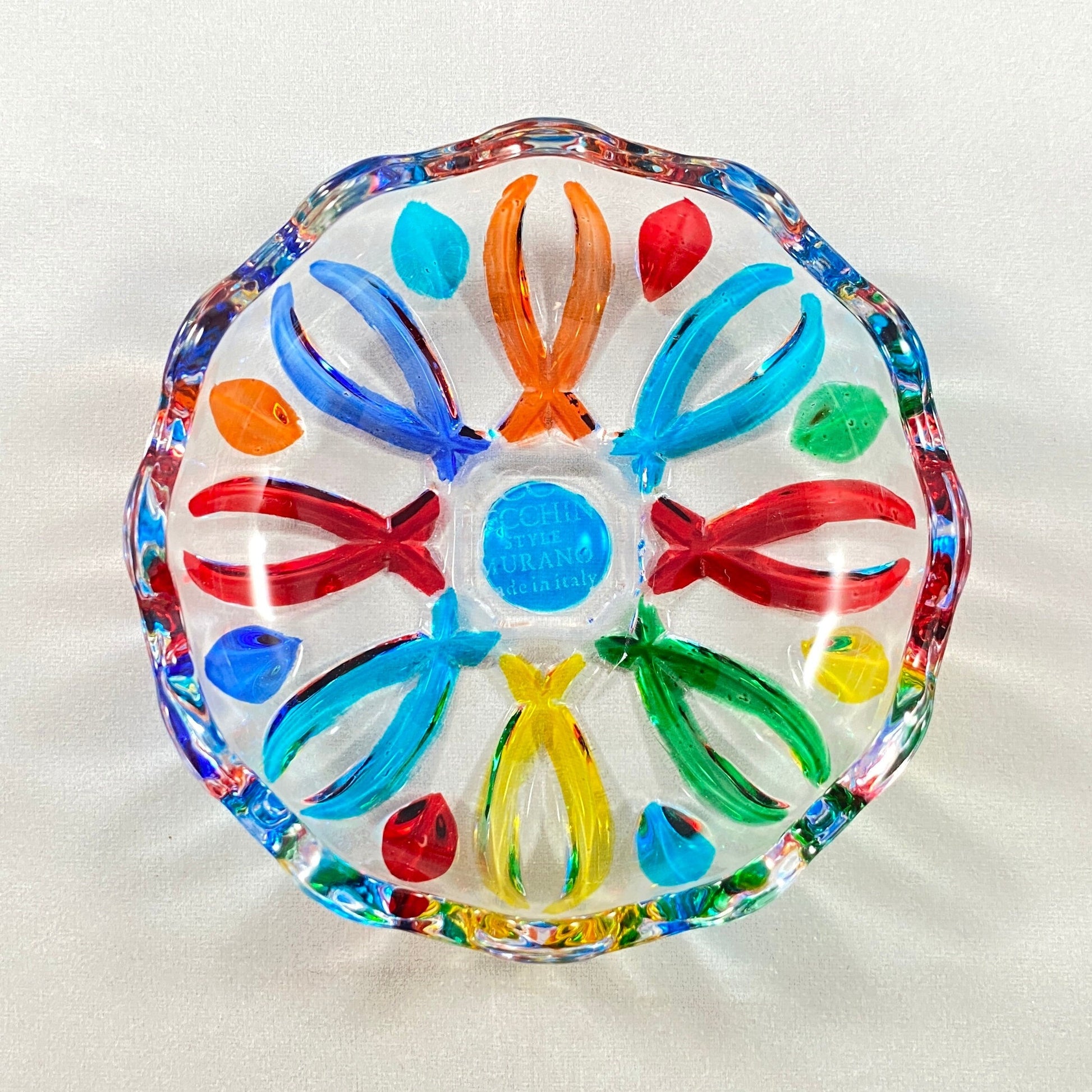 Venetian Glass Votive Holder/Dish - Handmade in Italy, Colorful Murano Glass