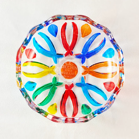 Venetian Glass Votive Holder/Dish - Handmade in Italy, Colorful Murano Glass
