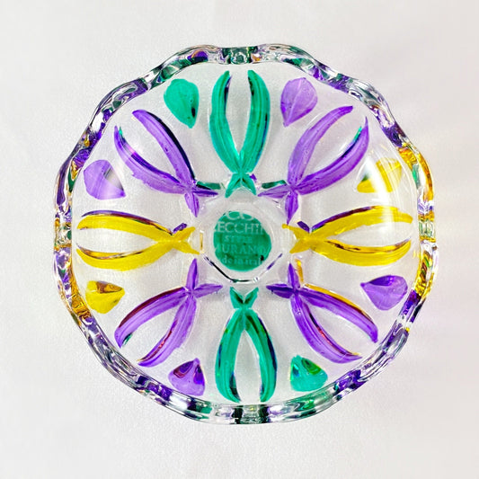 Venetian Glass Votive Holder/Dish - Handmade in Italy, Colorful Murano Glass