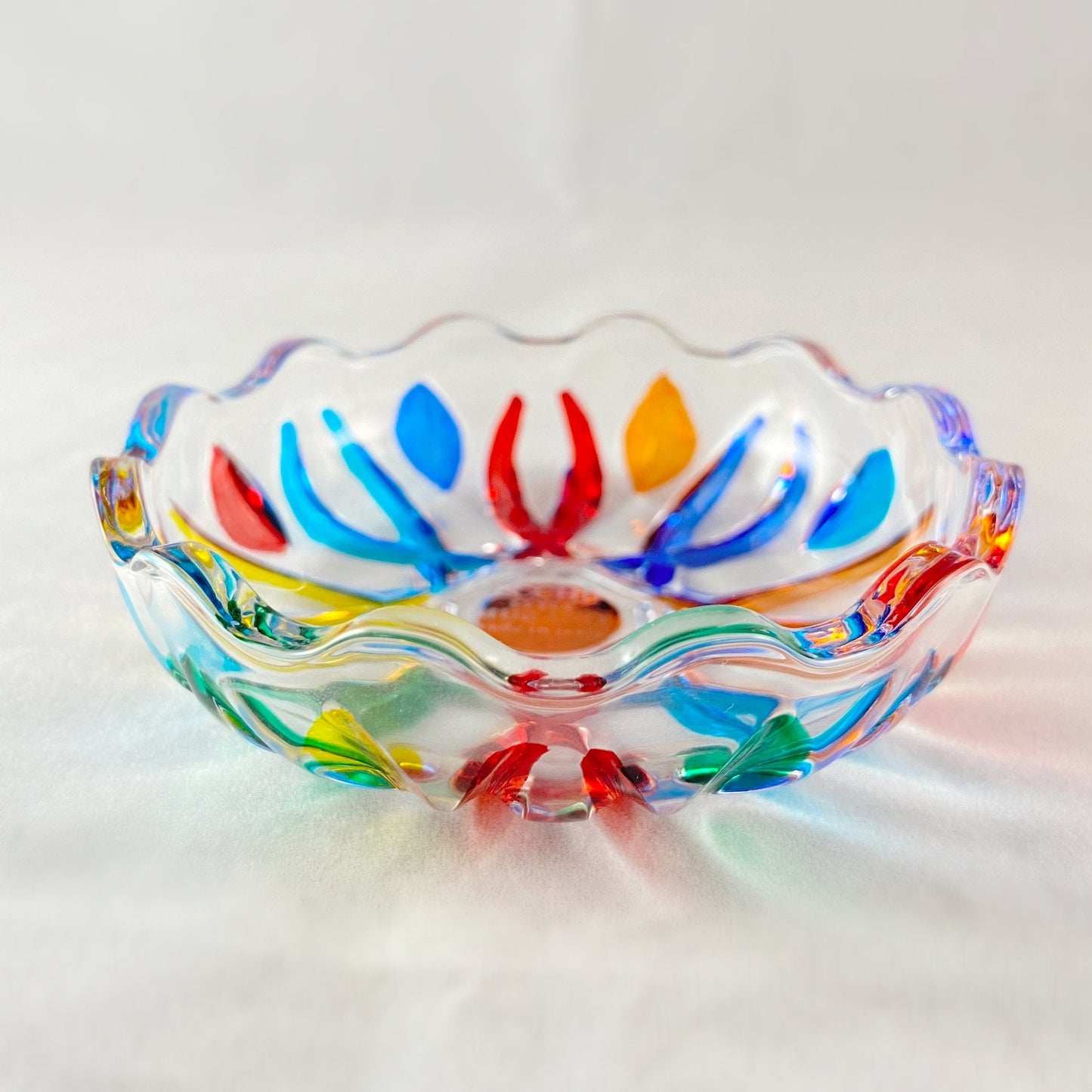 Venetian Glass Votive Holder/Dish - Handmade in Italy, Colorful Murano Glass