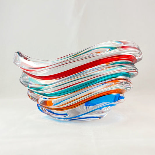 Venetian Glass Wave Dish - Handmade in Italy, Colorful Murano Glass