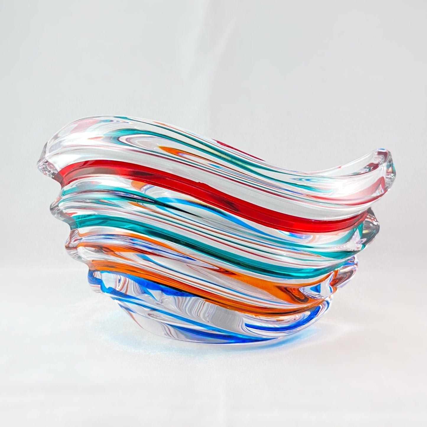 Venetian Glass Wave Dish - Handmade in Italy, Colorful Murano Glass