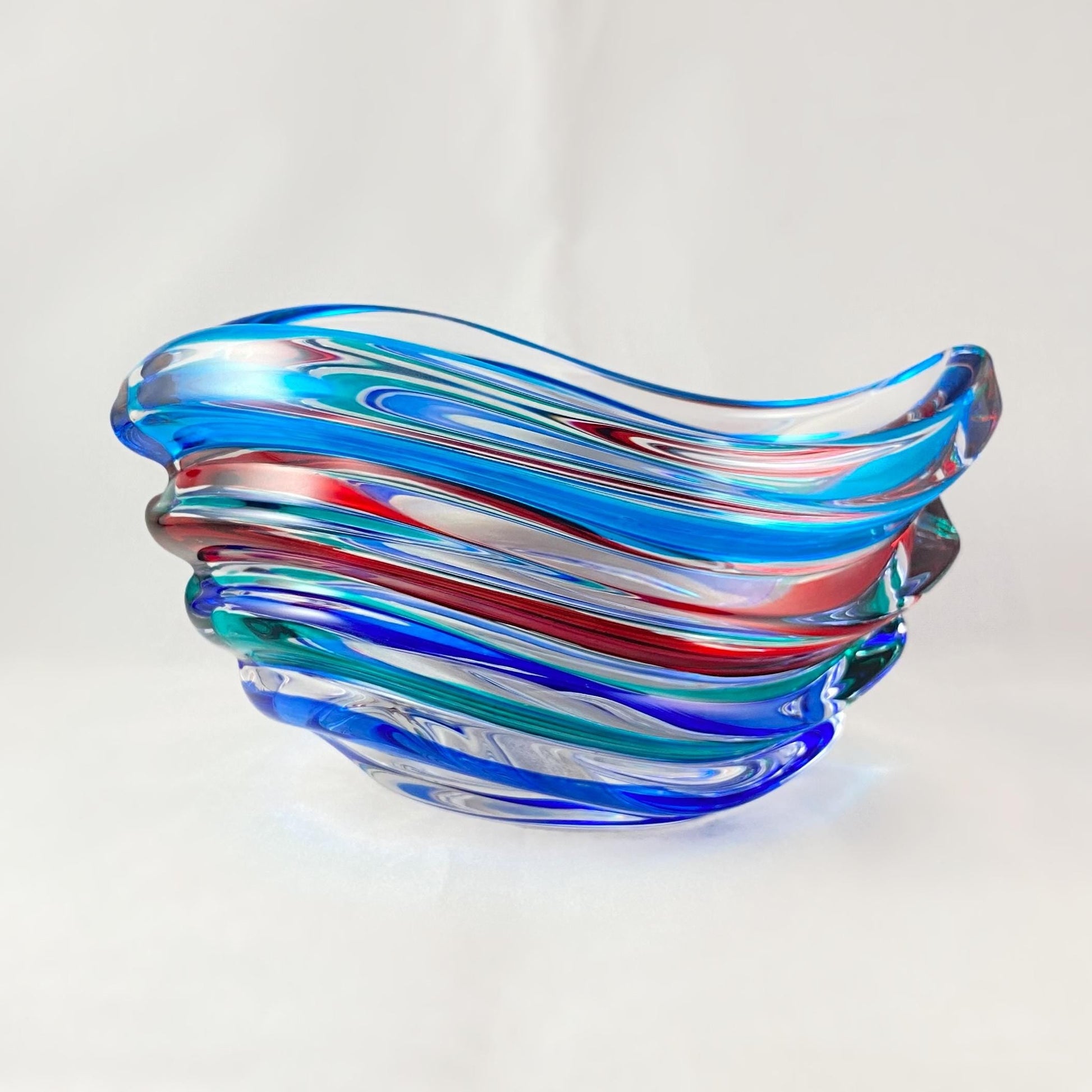 Venetian Glass Wave Dish - Handmade in Italy, Colorful Murano Glass