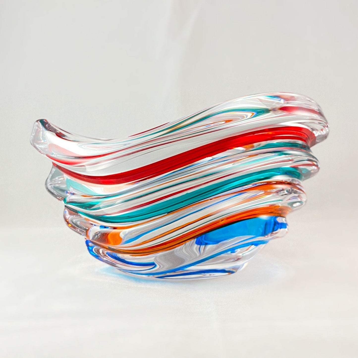 Venetian Glass Wave Dish - Handmade in Italy, Colorful Murano Glass