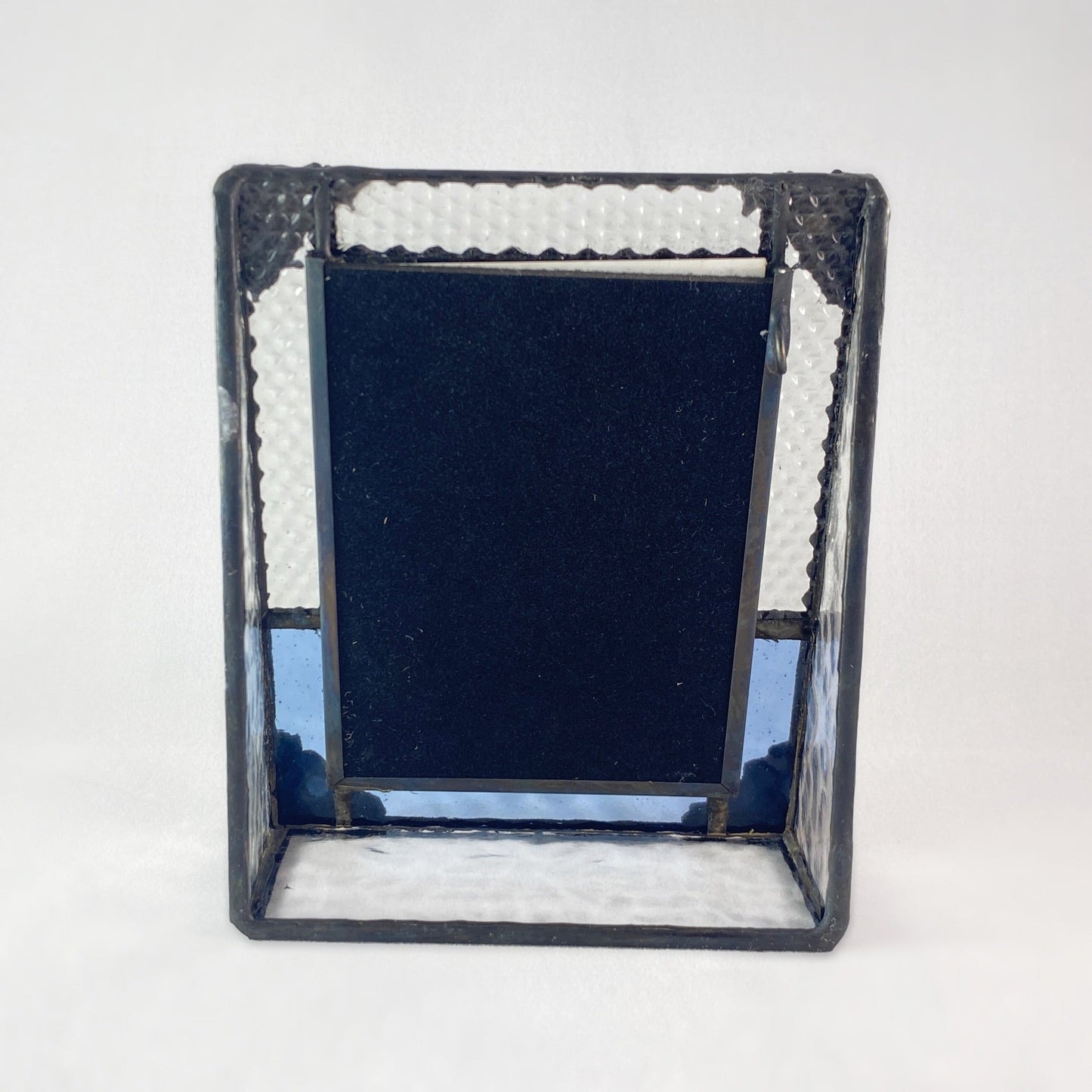 Vertical 2.5x3.5 Blue Vintage-Style Glass Picture Frame -