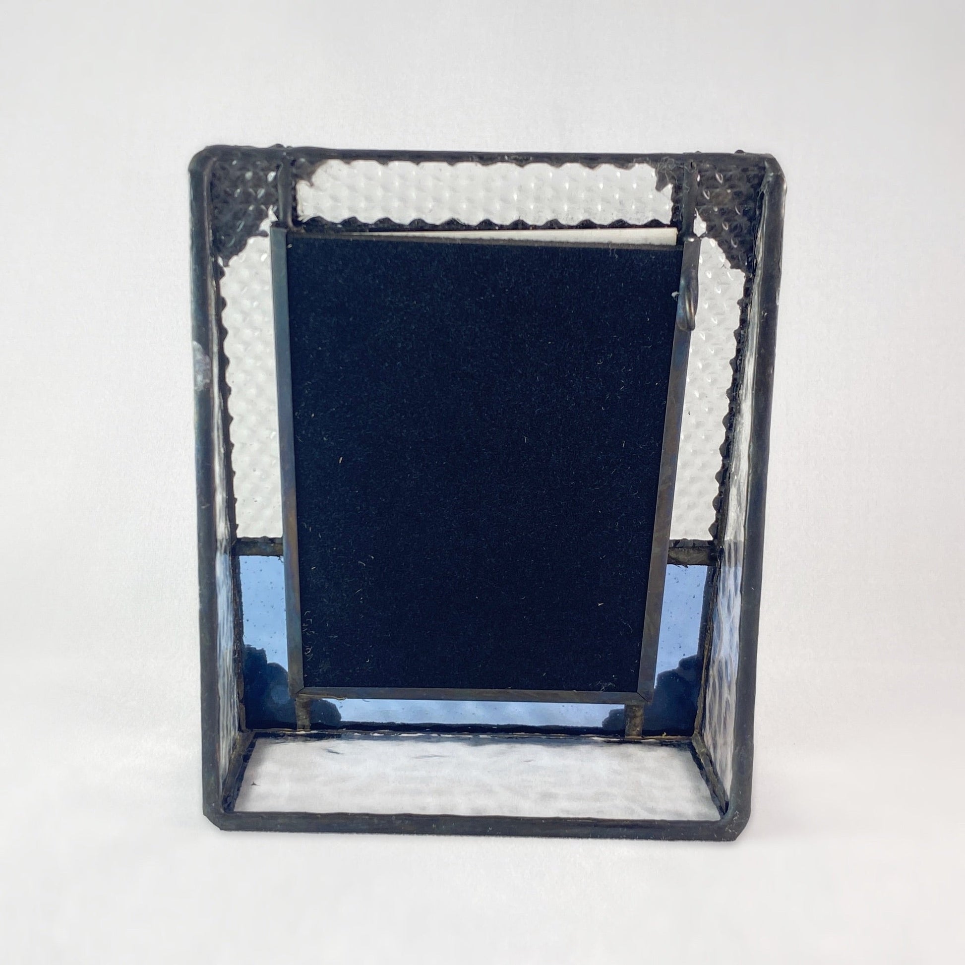 Vertical 2.5x3.5 Blue Vintage-Style Glass Picture Frame -