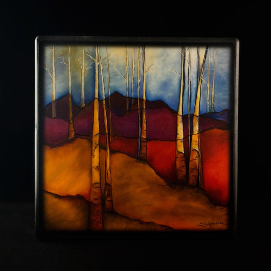 Warm Woods At An Incline, Art Block - Unique Home/Office Decor