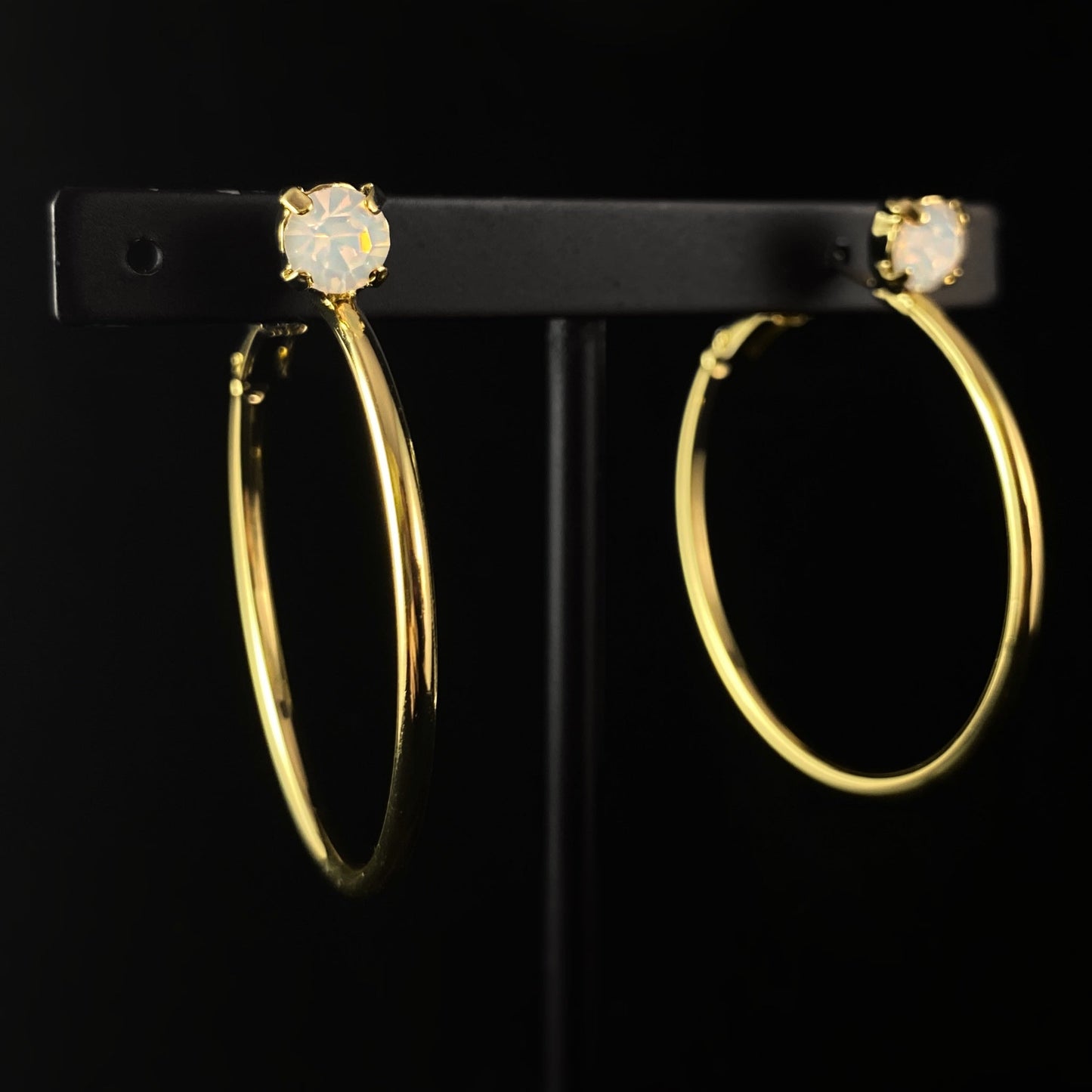 White Opal Crystal Gold Hoop Earrings Serafina - Sorrelli -