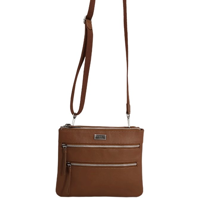 Windsor Tan Nappa Leather Zip Top Crossbody Bag