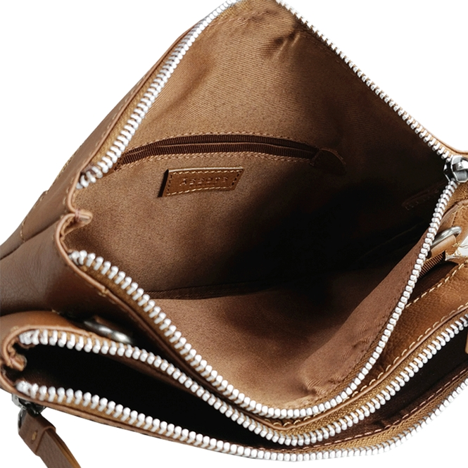 Windsor Tan Nappa Leather Zip Top Crossbody Bag