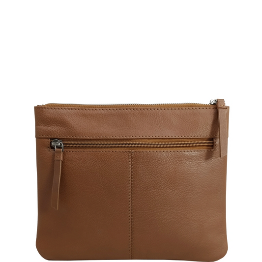 Windsor Tan Nappa Leather Zip Top Crossbody Bag