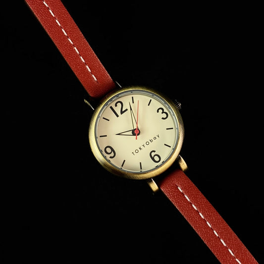 Women’s Watch Skinny Red Leather Band GOLD Case - TOKYObay