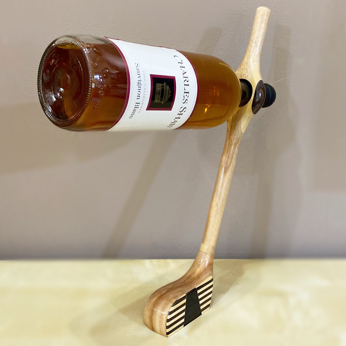 Wooden Wine Bottle Stand - Golf Club