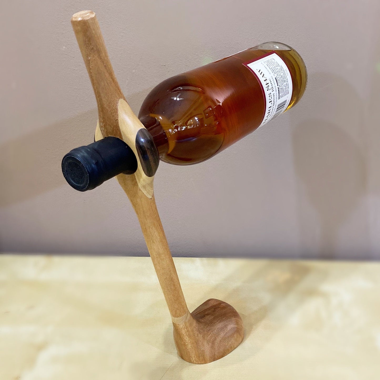 Wooden Wine Bottle Stand - Golf Club