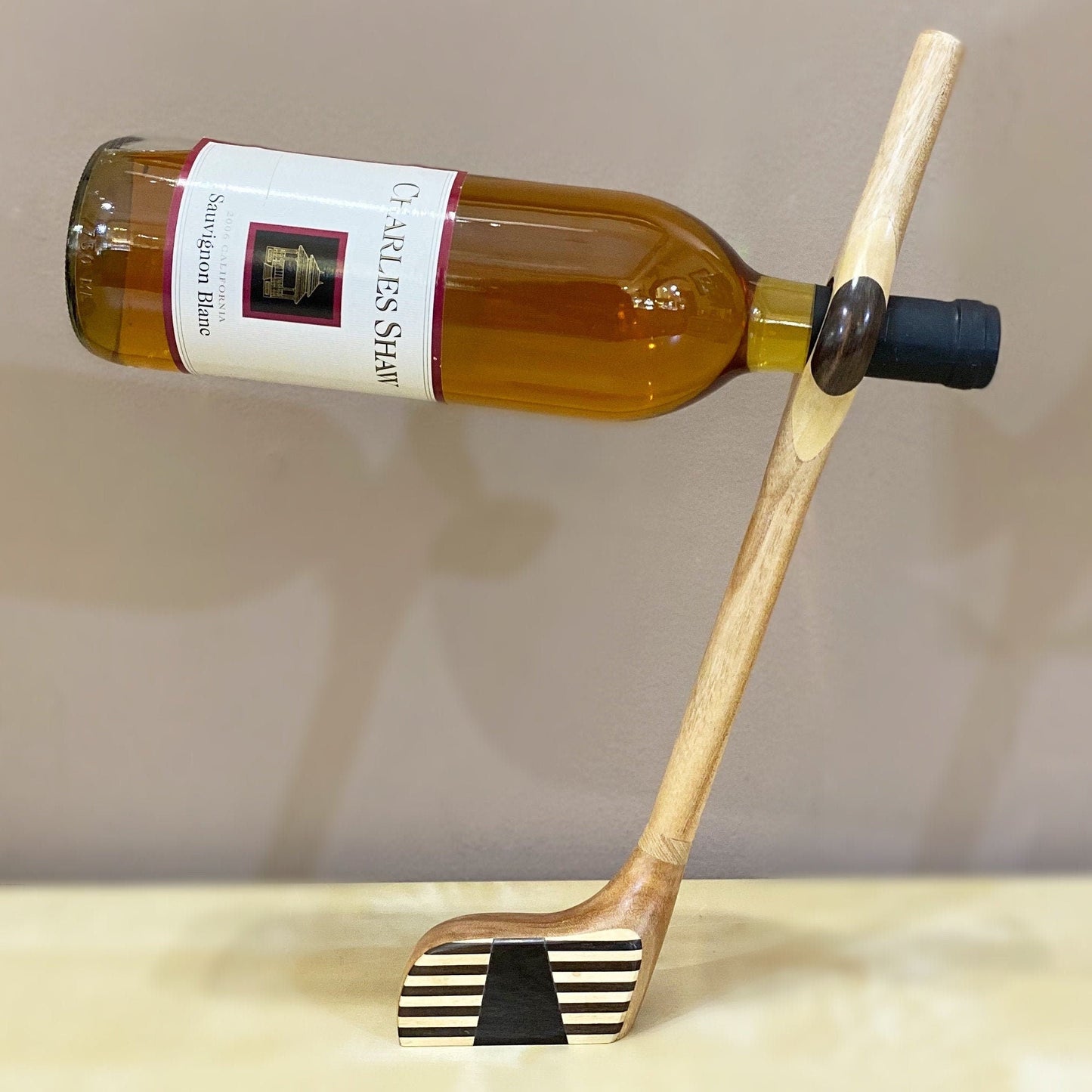 Wooden Wine Bottle Stand - Golf Club