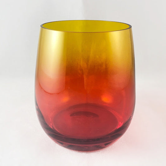 Yellow/Red Ombre Gradient Stemless Venetian Wine Glass - Handmade in Italy, Colorful Murano Glass