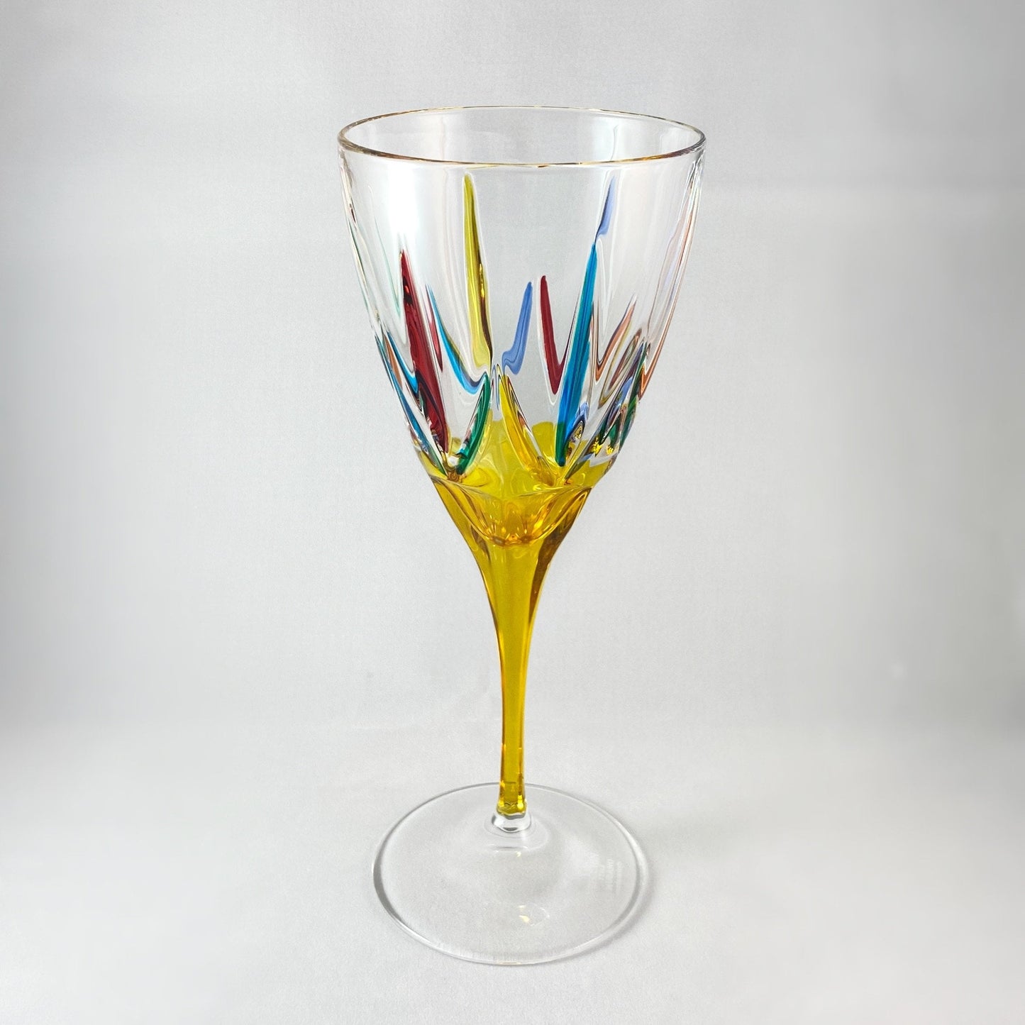 Yellow Stem Chic Venetian Wine Glass - Handmade in Italy, Colorful Murano Glass
