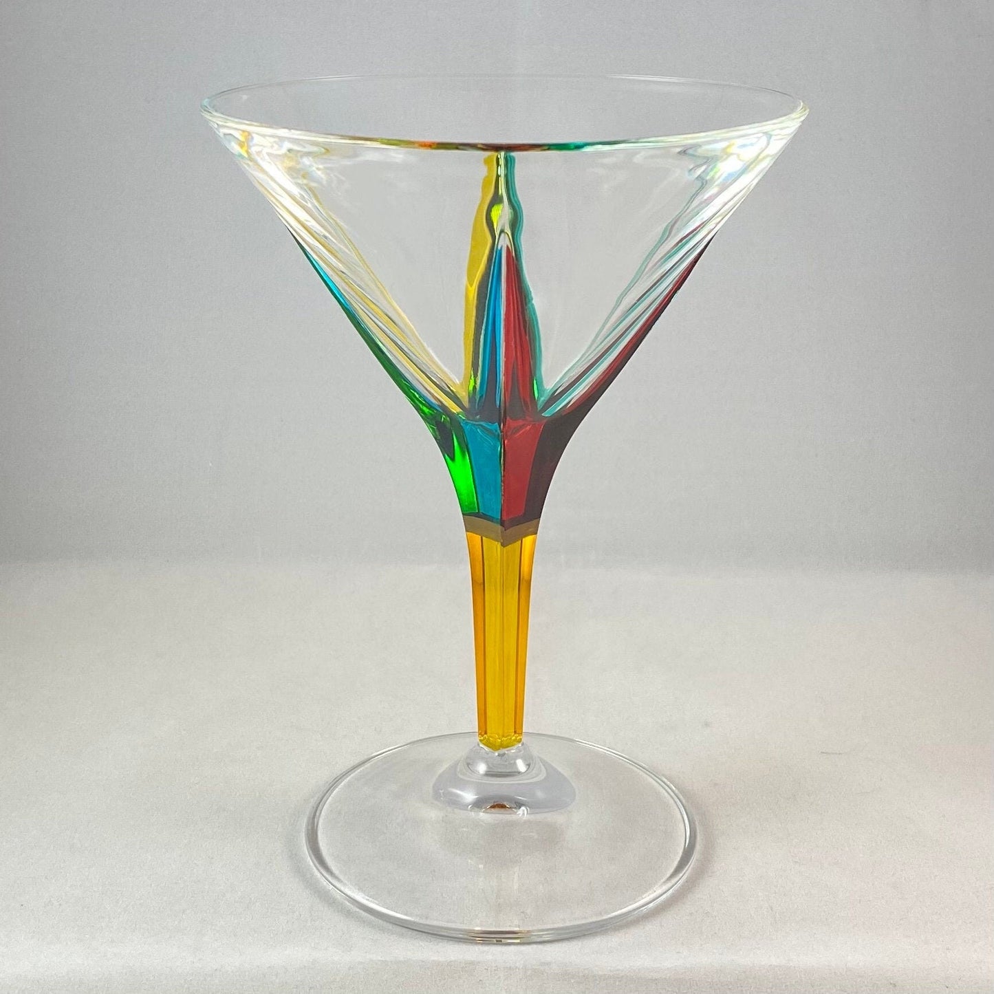 Yellow Stem Venetian Glass Martini Glass - Handmade in Italy, Colorful Murano Glass