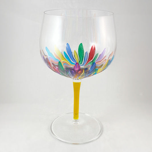 Yellow Stem Incanto Large Venetian Wine/Gin Glass - Handmade in Italy, Colorful Murano Glass