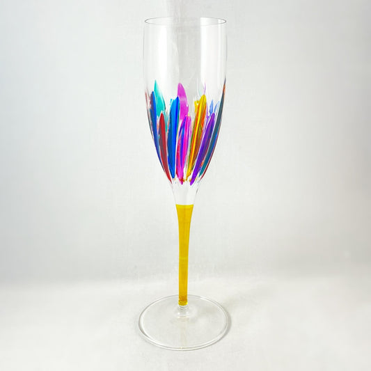 Yellow Stem Incanto Venetian Glass Champagne Flute - Handmade in Italy, Colorful Murano Glass