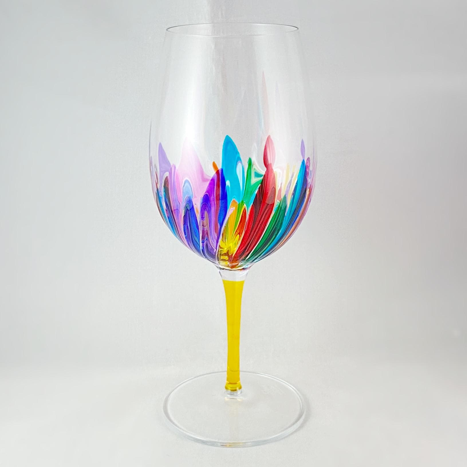 Yellow Stem Incanto Venetian Glass Spritz Glass - Handmade in Italy, Colorful Murano Glass