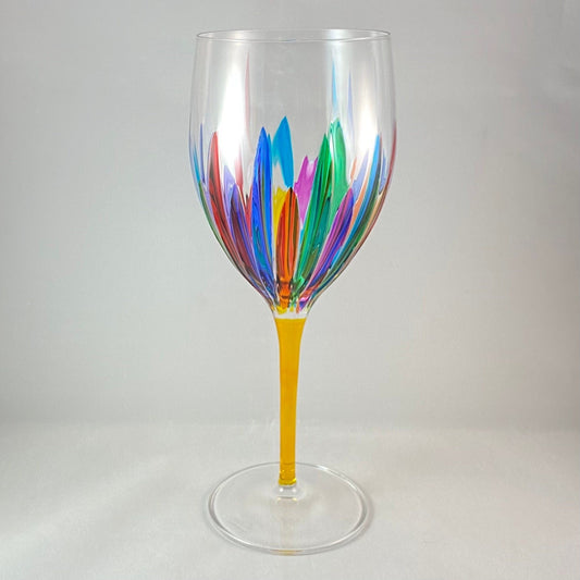 Yellow Stem Incanto Venetian Glass Wine Glass - Handmade in Italy, Colorful Murano Glass
