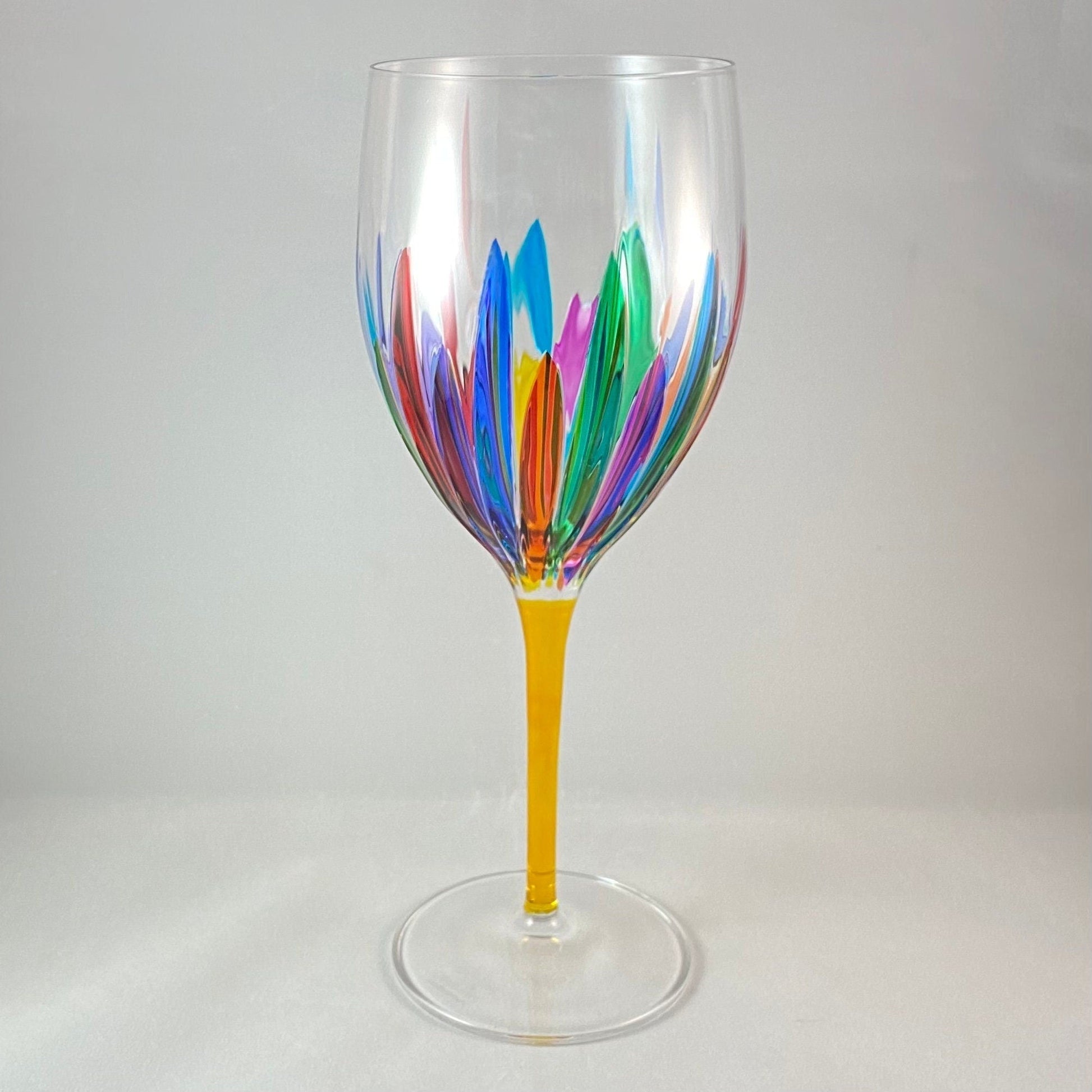 Yellow Stem Incanto Venetian Glass Wine Glass - Handmade in Italy, Colorful Murano Glass