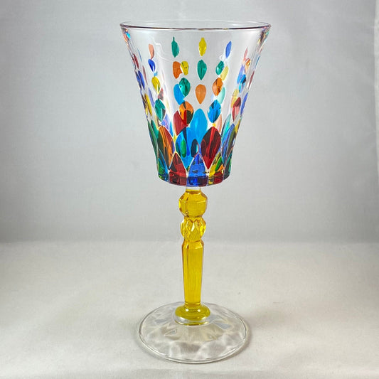 Yellow Stem Marilyn Venetian Glass Wine Glass - Handmade in Italy, Colorful Murano Glass