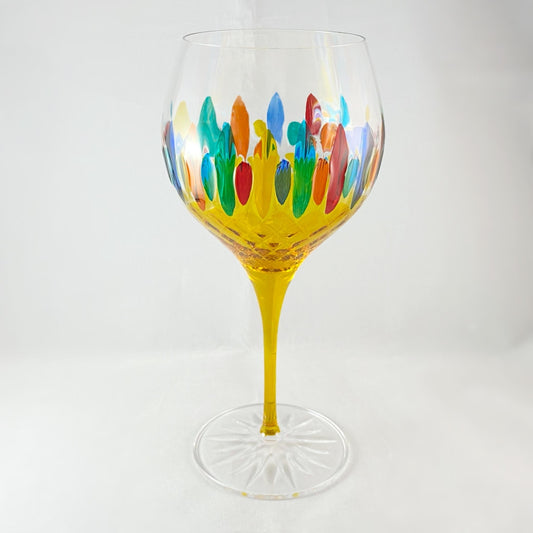 Yellow Stem Venetian Glass Diamante Gin Glass - Handmade in Italy, Colorful Murano Glass