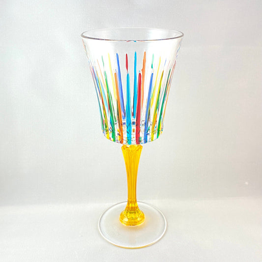 Yellow Stem Venetian Glass Timeless Wine Glass - Handmade in Italy, Colorful Murano Glass