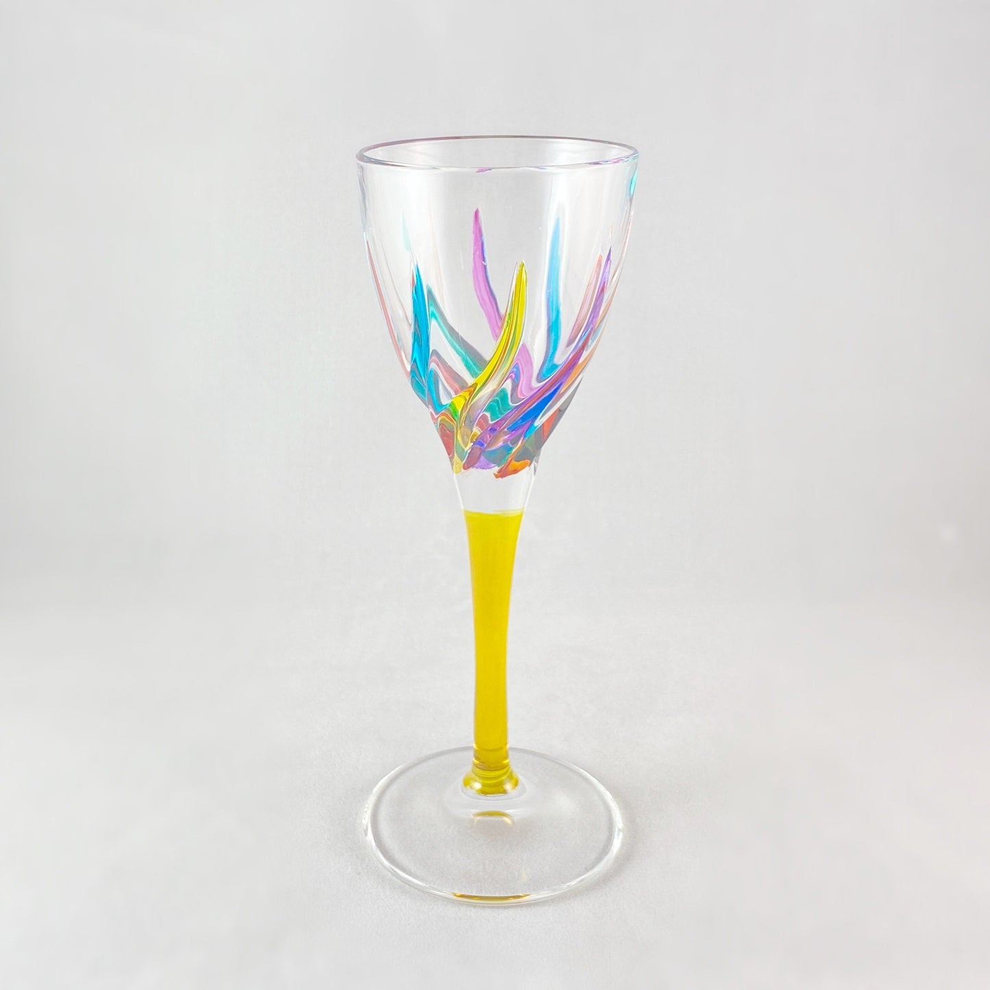 Yellow Stem Venetian Glass Trix Cordial Liquor Glass - Handmade in Italy, Colorful Murano Glass