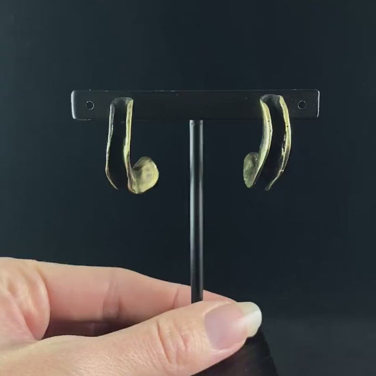 Gold Chunky Hammered Hoop Earrings, Handmade, Nickel Free - Elegant Minimalist Jewelry for Women