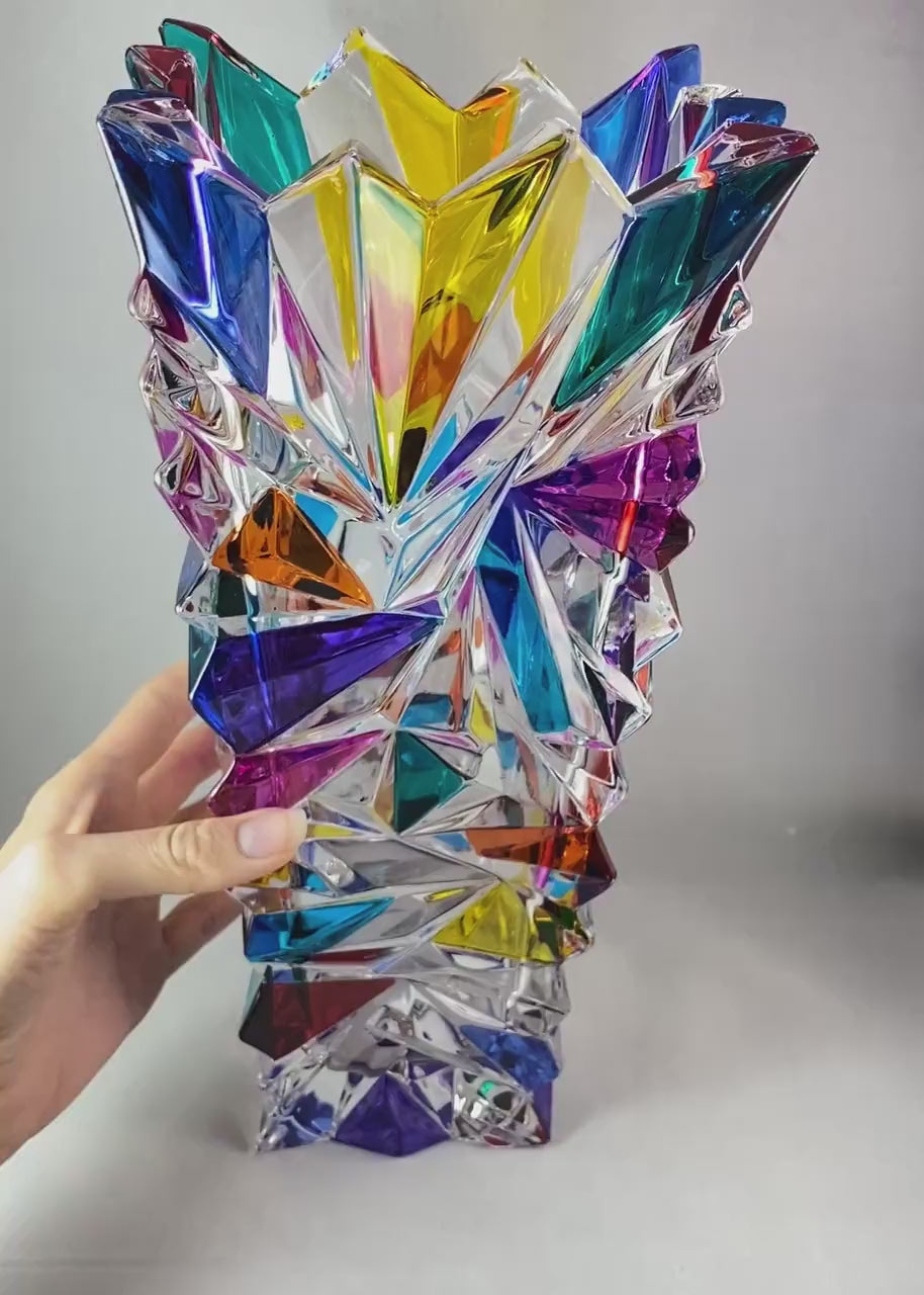 Large Glacier Venetian Glass Vase - Handmade in Italy, Colorful Murano Glass Vase
