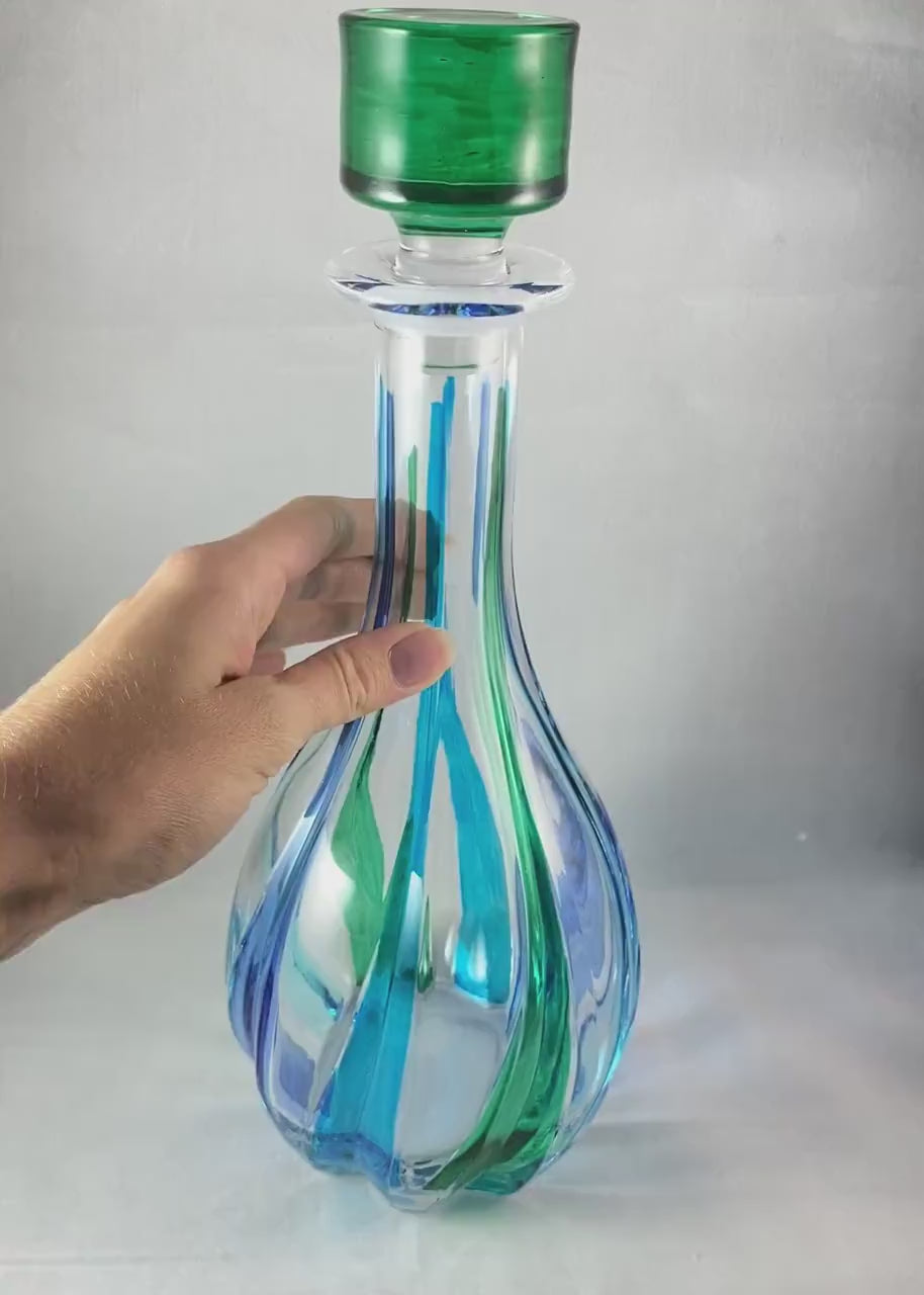 Trix SD Whiskey Decanter, Venetian Glass Whiskey Decanter  - Handmade in Italy, Colorful Murano Glass