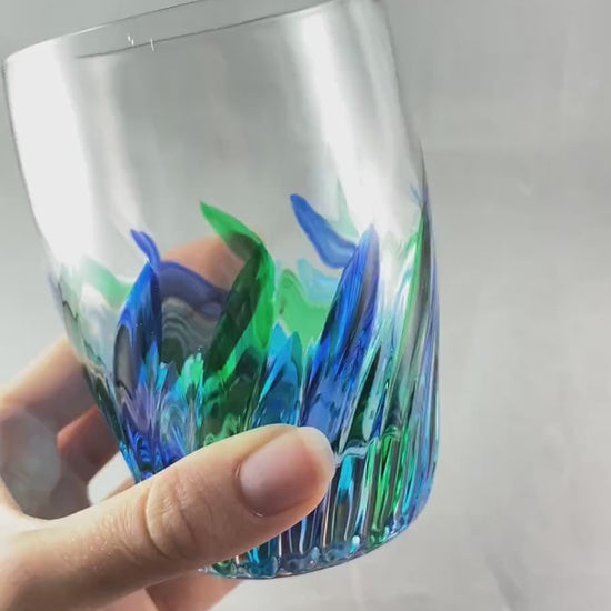 Venetian Glass Incanto Whiskey Tumbler - Handmade in Italy, Colorful Murano Glass