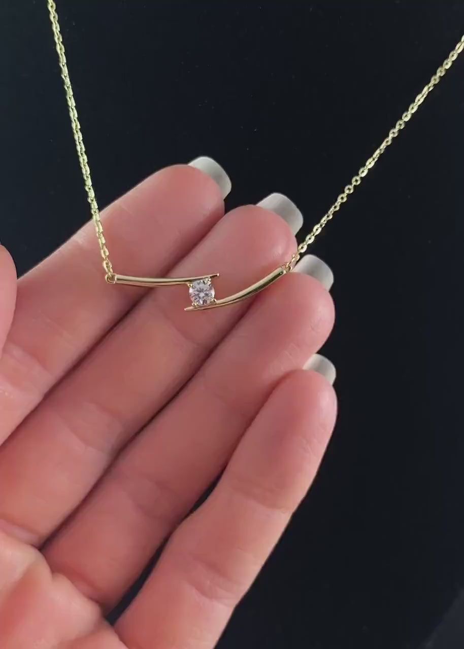 Dainty gold bar on sale necklace