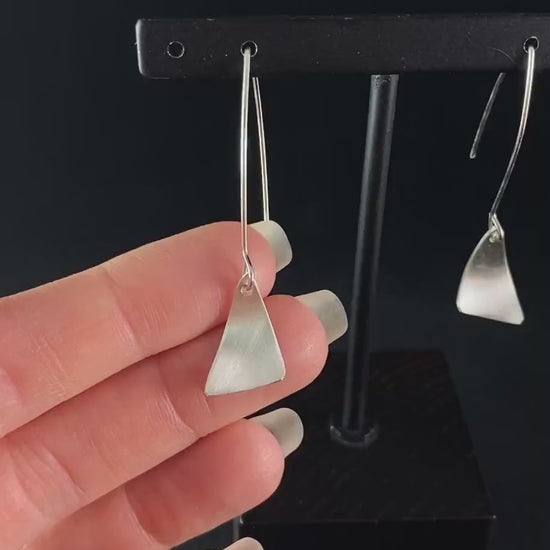 Silver Triangle/Sailboat Earrings, Handmade - Recycled Materials