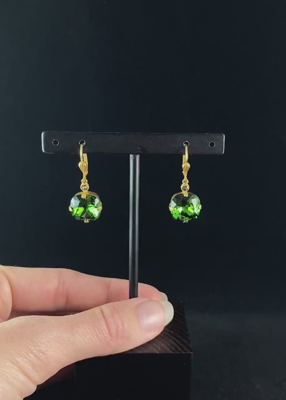 Emerald green hot sale swarovski earrings