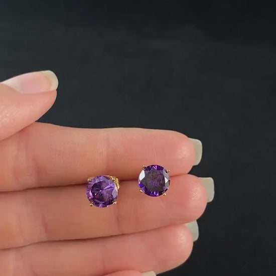 Elegant Purple Crystal Stud Earrings - Genevive