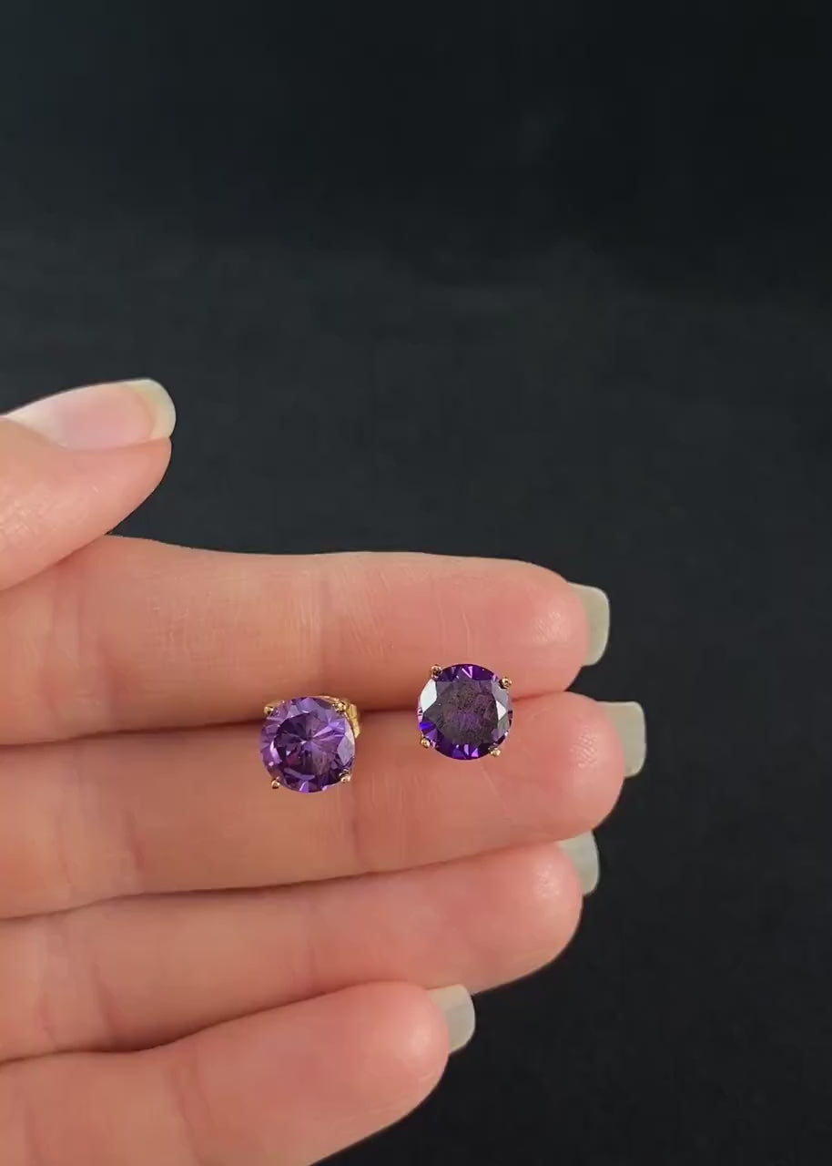 Elegant Purple Crystal Stud Earrings - Genevive