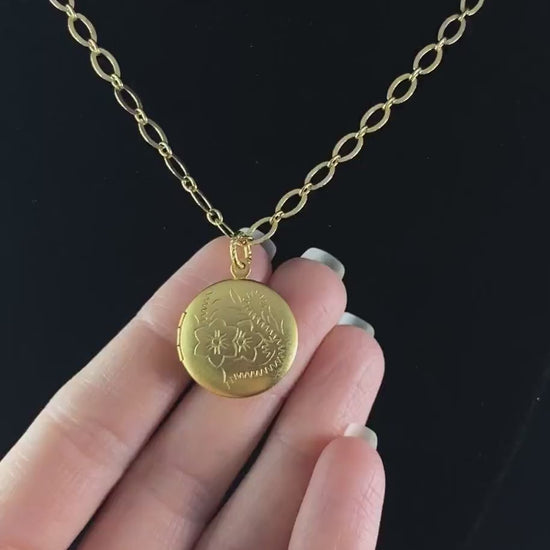 Gold Round Locket Necklace - La Vie Parisienne by Catherine Popesco