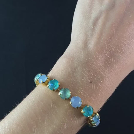 Multicolor Swarovski Crystal Bracelet with Blue and Green Crystals - La Vie Parisienne by Catherine Popesco