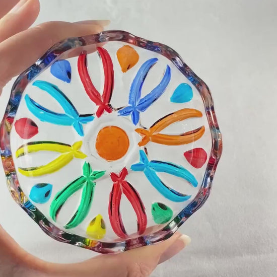 Venetian Glass Votive Holder/Dish - Handmade in Italy, Colorful Murano Glass
