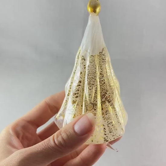 Venetian Glass White Tree, 24k Gold Leaf - Handmade in Italy, Colorful Murano Glass