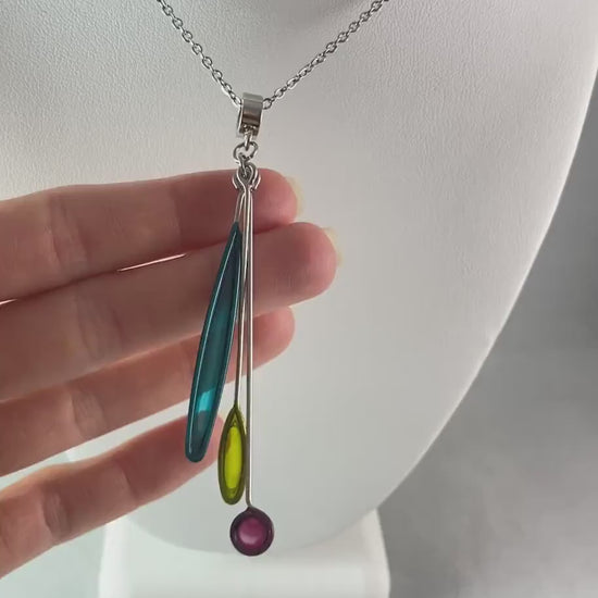 Colorful Resin Dipped Kinetic Necklace, Handmade in USA