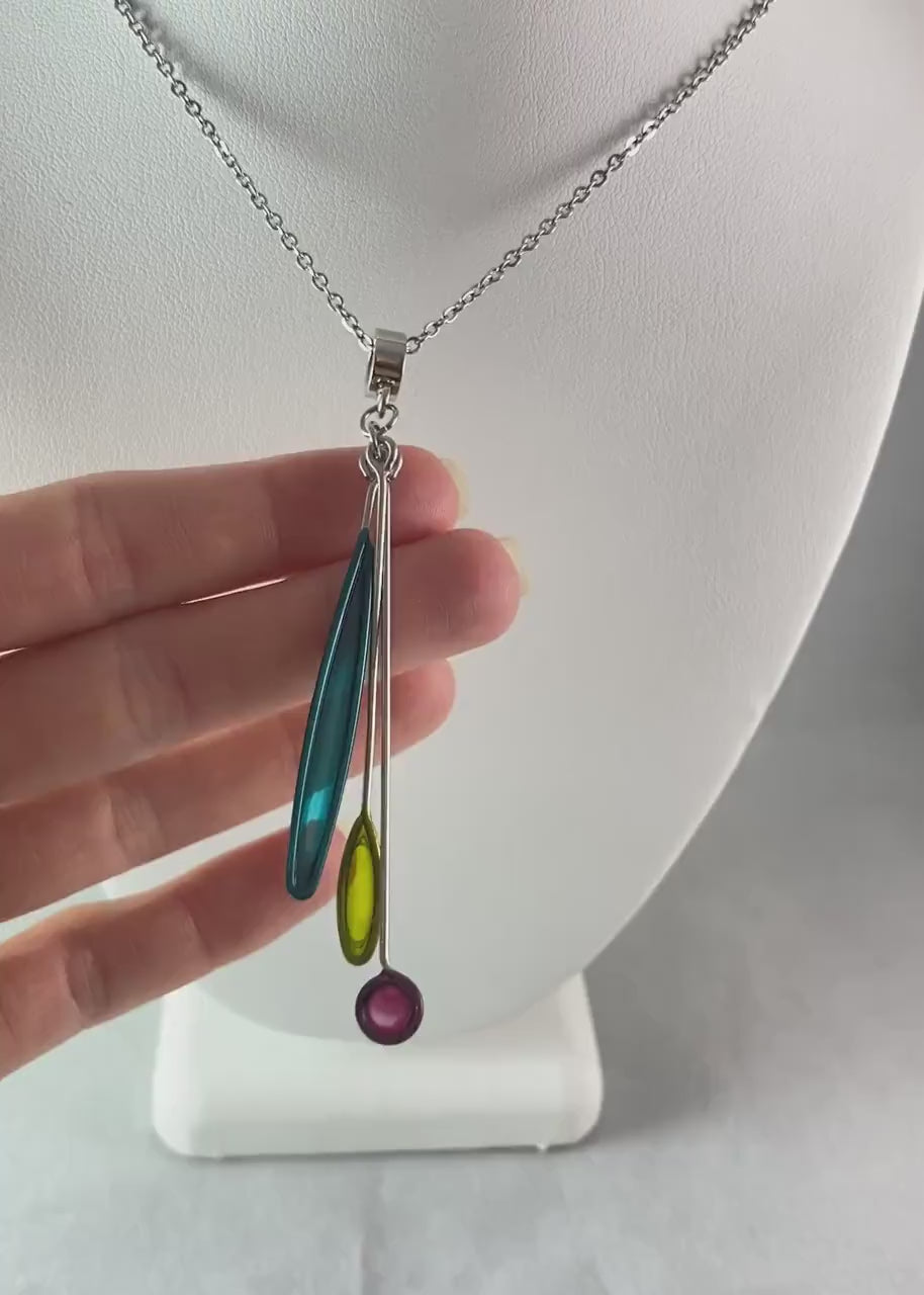 Colorful Resin Dipped Kinetic Necklace, Handmade in USA