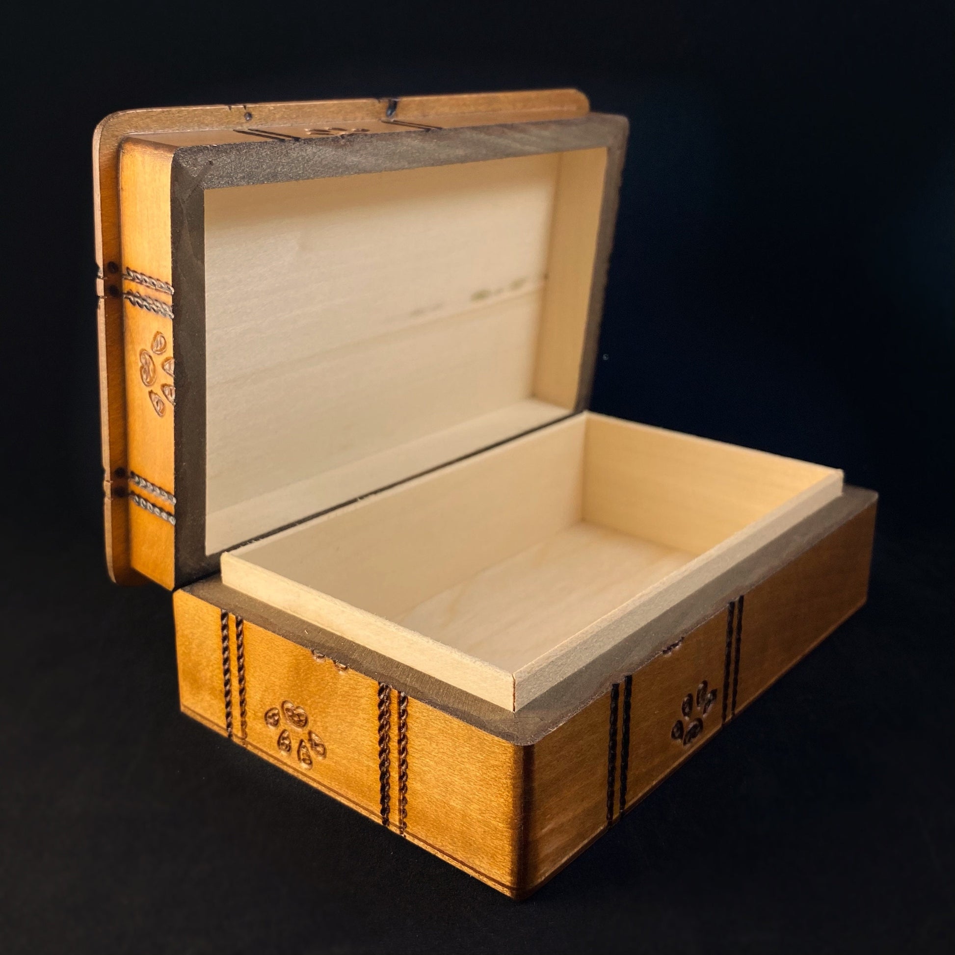Paw Print Handmade Hinged Rectangle Wooden Treasure Box